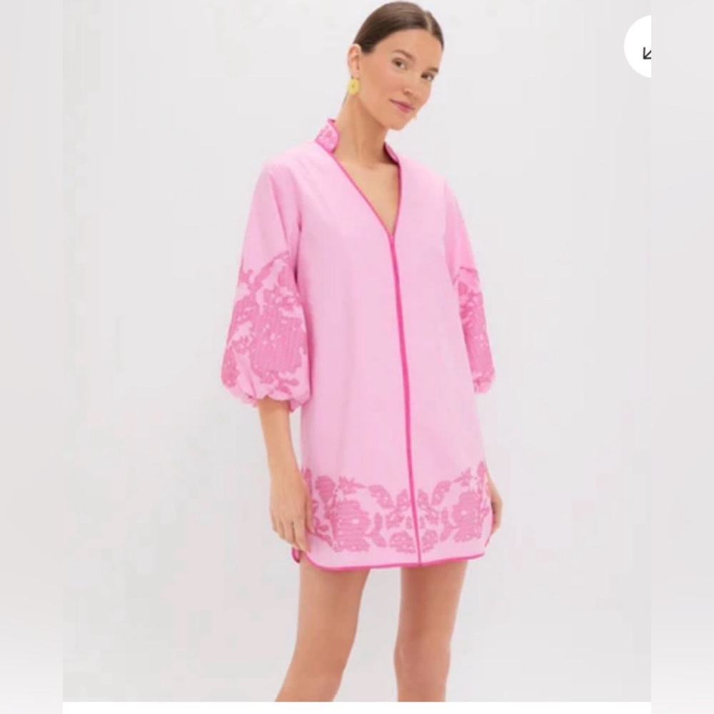 Hyacinth House | NEW Pink Embroidery Arem Caftan mini Dress Size
